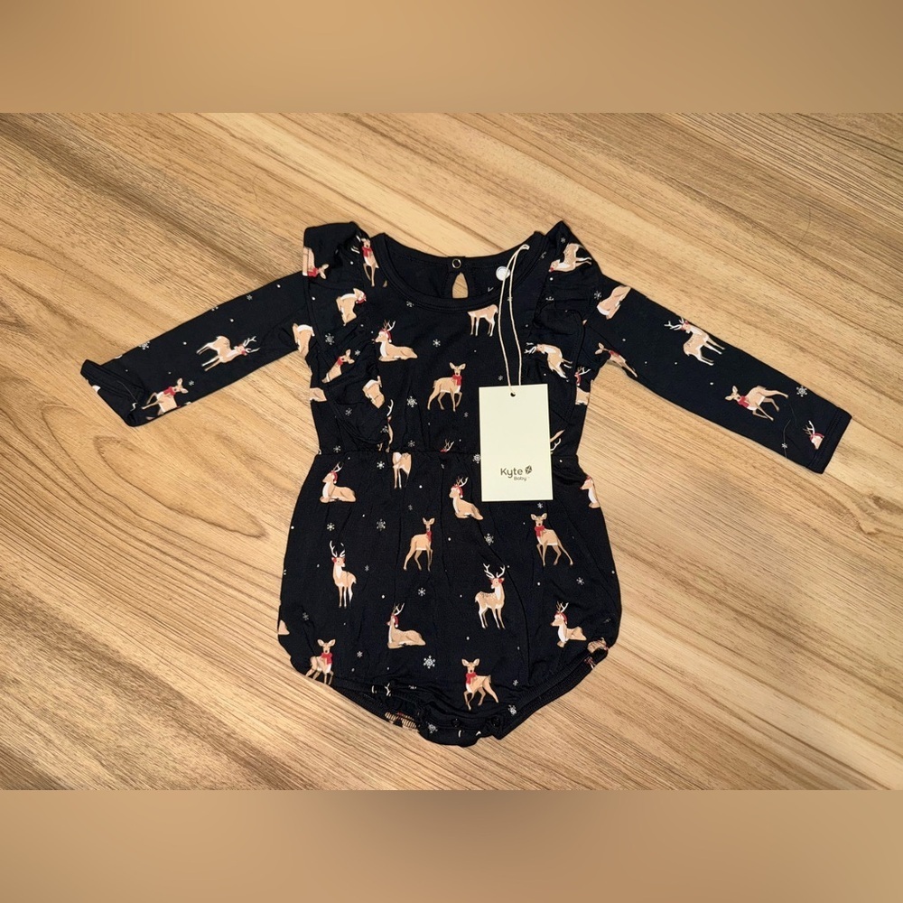 NWT Kyte Baby Might Night Deer Long Sleeve Bubble Romper - Size 12-18mo
